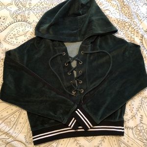 Lace up cropped sweatshirt